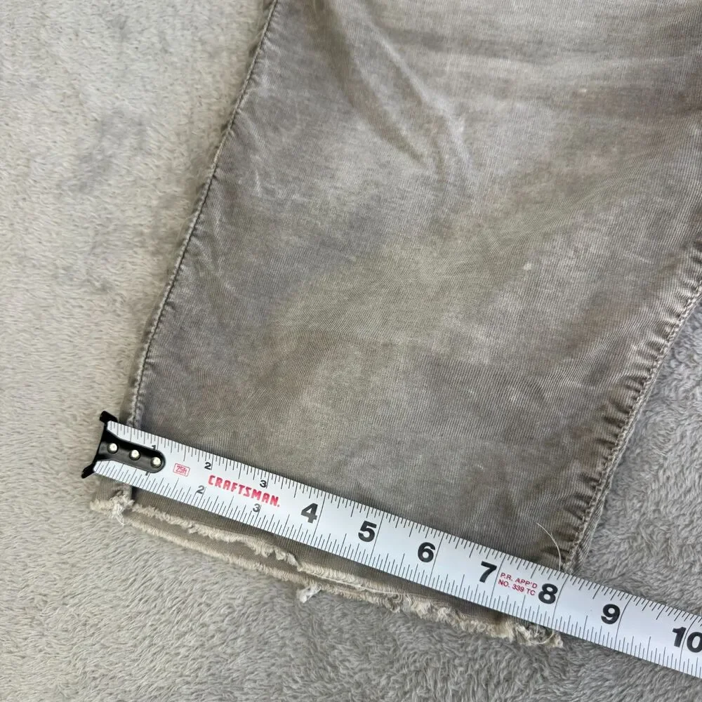 True Religion Ricky Cut Off Shorts Men's 31 Gray Corduroy Relaxed Fit Whiskered